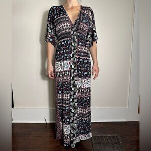Altar’d State Black Multicolor Floral Maxi Dress Size Small